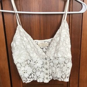 Cream White Urban Outfitters Crop Top